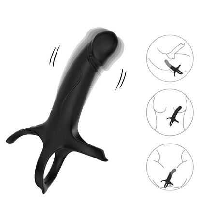 Gode avec anneau et vibrateur télécommande noir – Armony