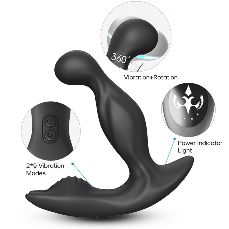 Bat king vibrateur anal prostate rotateur télécommande noir – Armony