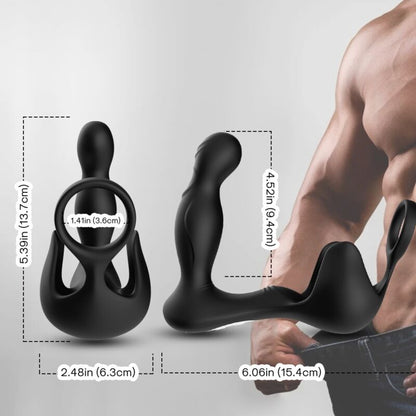 ARMONY - VIBRADOR ANAL ENVOLVENTE Y ESTIMULADOR TESTICULAR CON ANILLO DE CONTROL REMOTO NEGRO