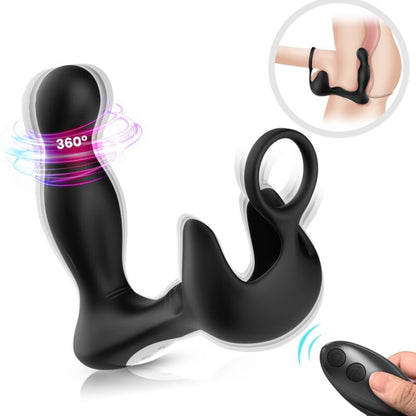 ARMONY - VIBRADOR ANAL ENVOLVENTE Y ESTIMULADOR TESTICULAR CON ANILLO DE CONTROL REMOTO NEGRO