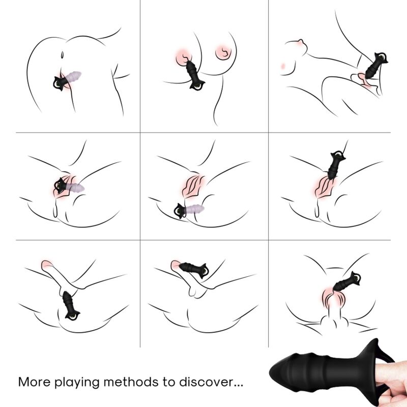 Vibrateur à doigts kylin et télécommande de plug anal noir – Armony