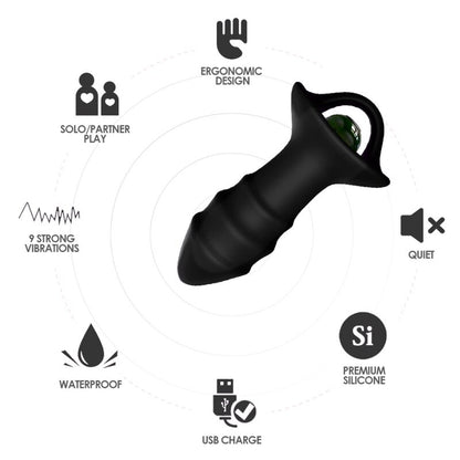 Vibrateur à doigts kylin et télécommande de plug anal noir – Armony