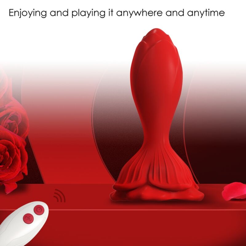 Vibrateur rose & plug anal petite télécommande rouge – Armony