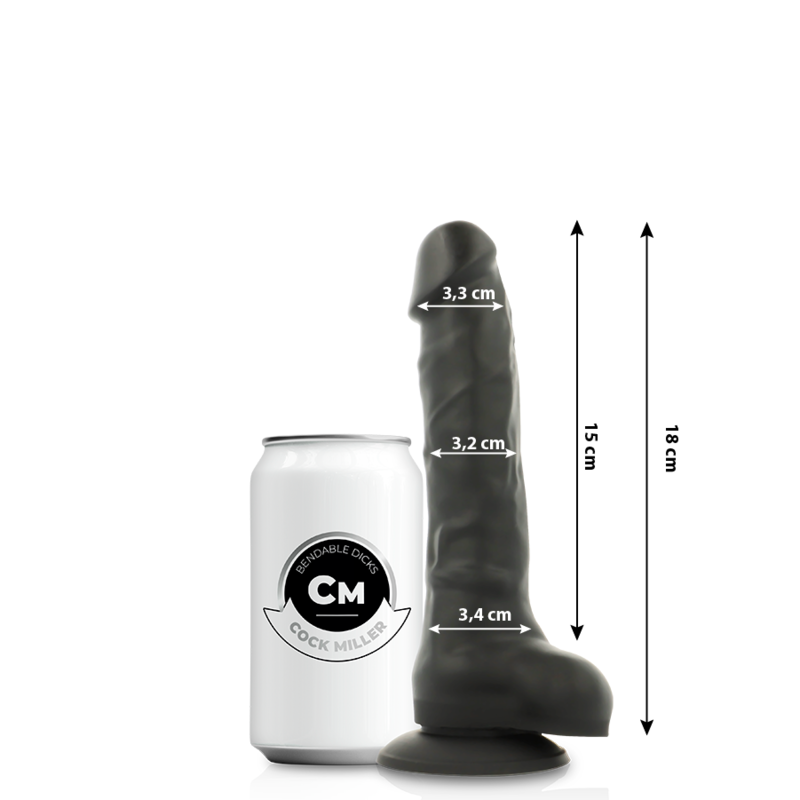 Gode réaliste silicone densité articulable noir 18 cm – Cock Miller