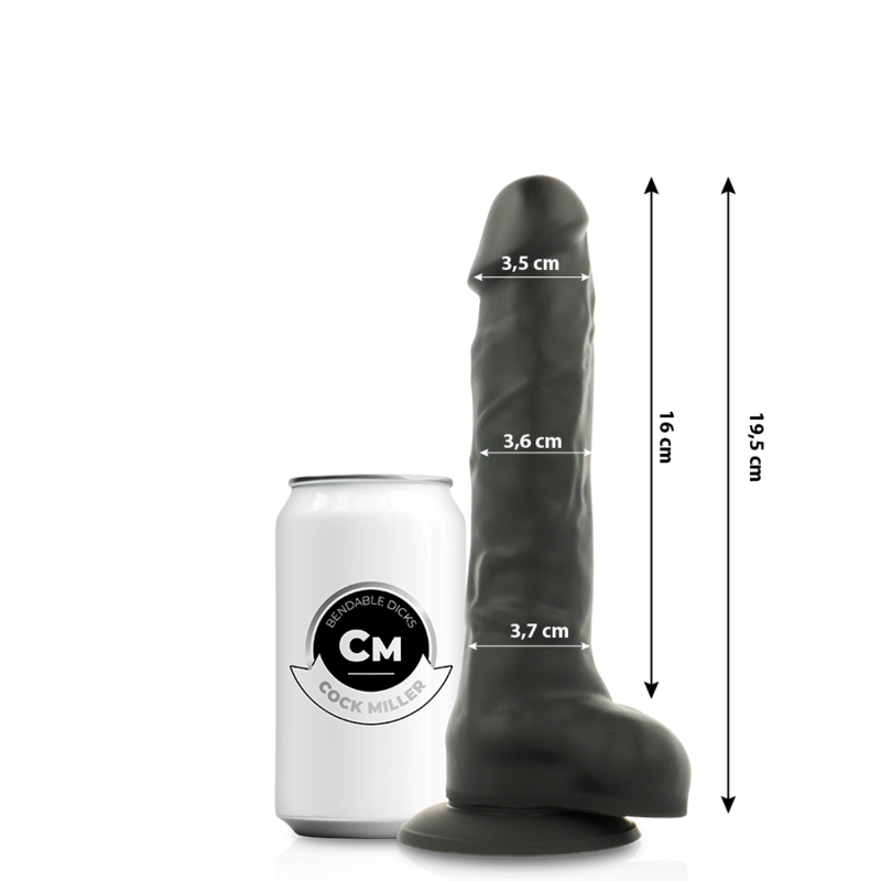 Gode réaliste silicone densité articulable noir 19,5 cm – Cock Miller