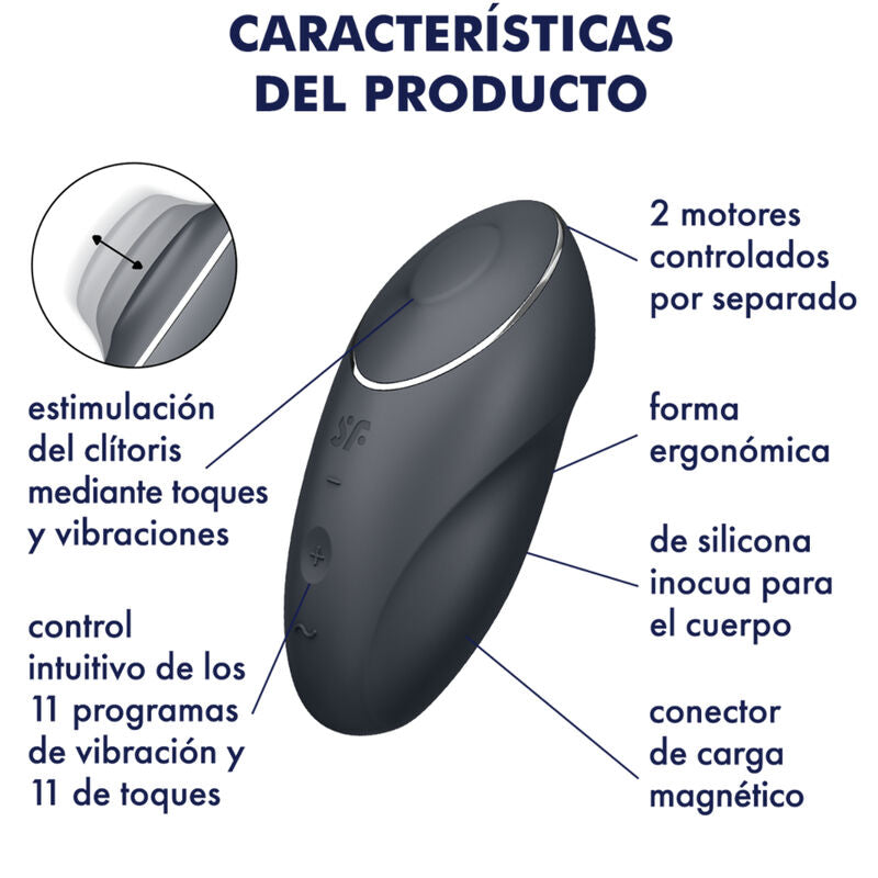 SATISFYER - TAP &amp; CLIMAX 1 VIBRADOR DE APLICACIÓN GRIS