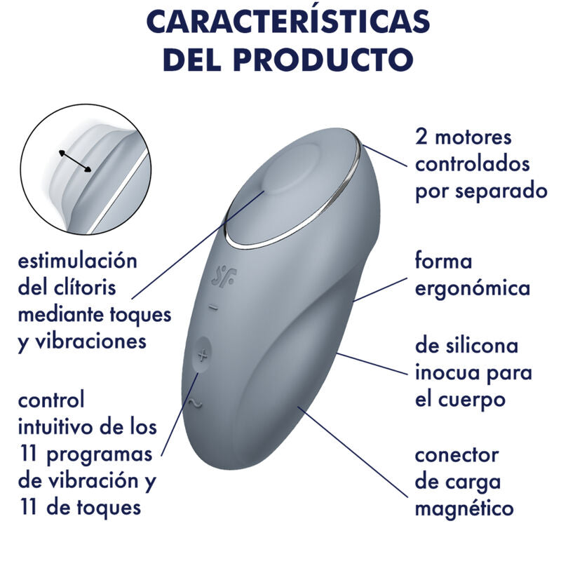 SATISFYER - TAP &amp; CLIMAX 1 VIBRADOR DE APLICACIÓN GRIS