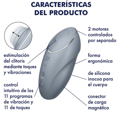 SATISFYER - TAP &amp; CLIMAX 1 VIBRADOR DE APLICACIÓN GRIS