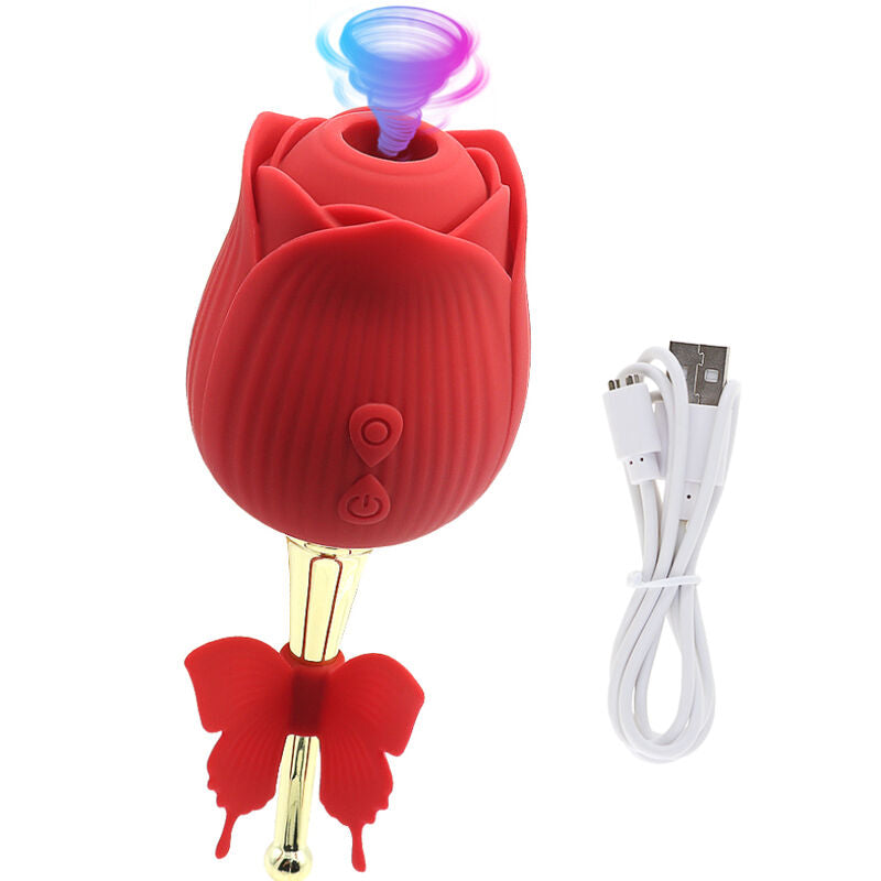 Stimulateur clitoridien papillon fleur suction rouge – Armony