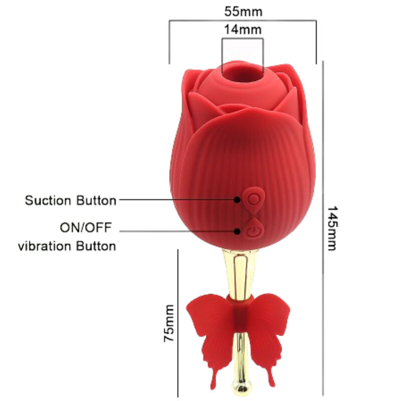 Stimulateur clitoridien papillon fleur suction rouge – Armony