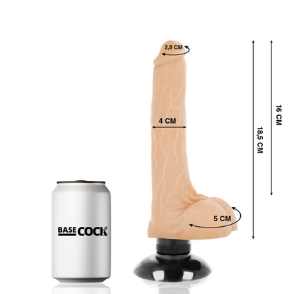 BASECOCK - VIBRADOR REALISTA 2-1 NEGRO 18,5 CM -O- 4 CM