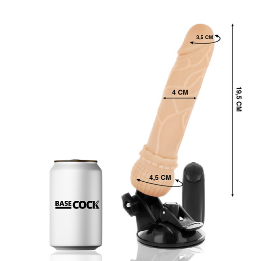 BASECOCK - VIBRATEUR RÉALISTE TÉLÉLÉLÉCOMMANDE NATUREL 19.5 CM -O- 4 CM