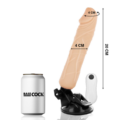 BASECOCK - VIBRADOR REALISTA CONTROL REMOTO NEGRO 20 CM -O- 4 CM