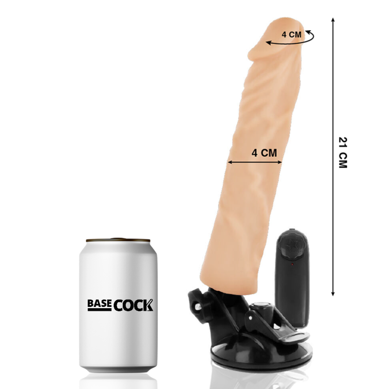 BASECOCK - VIBRADOR REALISTA CONTROL REMOTO NEGRO 21 CM -O- 4 CM