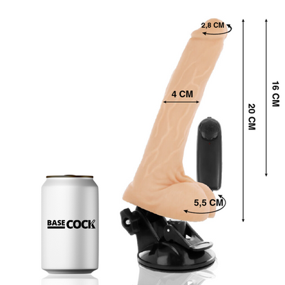 BASECOCK - VIBRADOR CONTROL REMOTO NEGRO REALISTA CON TESTICULOS 20 CM -O- 4 CM