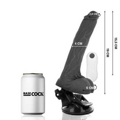 BASECOCK - VIBRADOR REALISTA CONTROL REMOTO NEGRO 19 CM -O- 4 CM