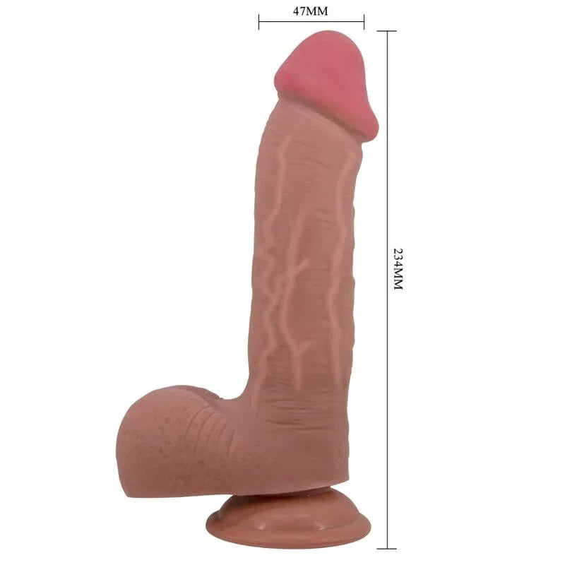 Pretty Love Série Sliding Skin Gode Réaliste avec Ventouse Sliding Skin Marron 23,4 cm