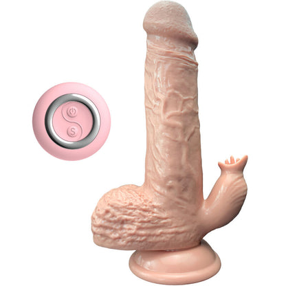 ARMONY - VIBRATEUR RÉALISTE &amp; GODE DE POUSSÉE AVEC STIMULATEUR DE LANGUE 19 CM