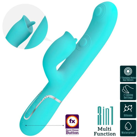PRETTY LOVE - VIBRADOR CONEJO LAMIBLE VERDE AGUA