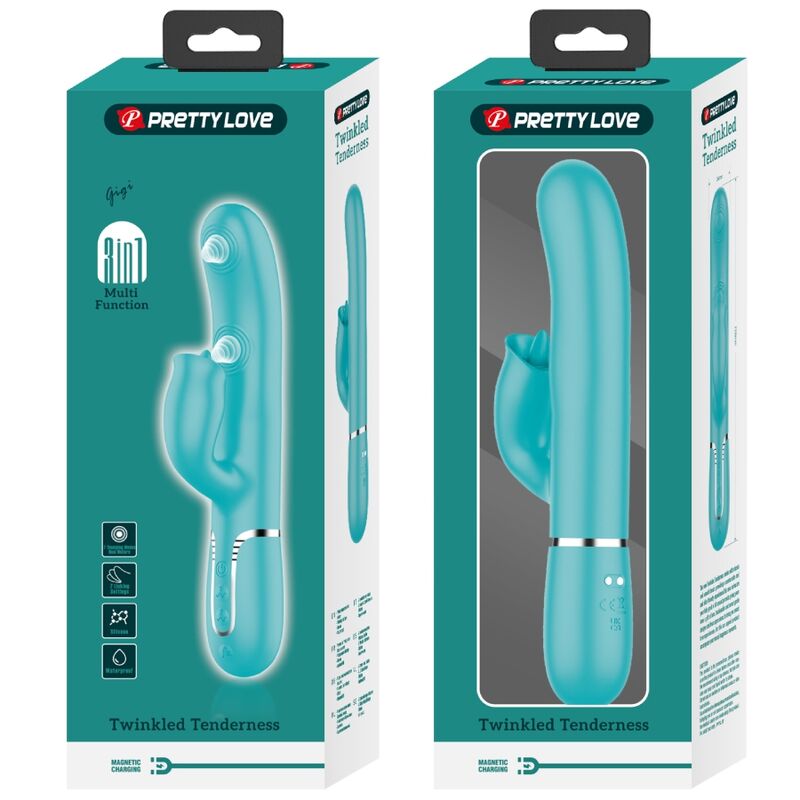 PRETTY LOVE - VIBRADOR CONEJO LAMIBLE VERDE AGUA