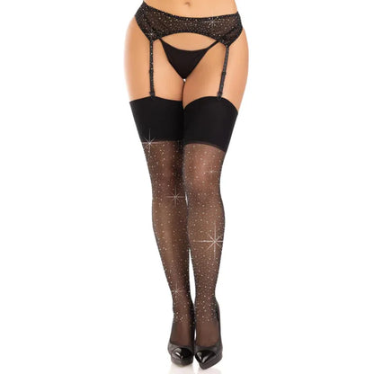 Leg Avenue – Bas Spandex avec Diamants Noir