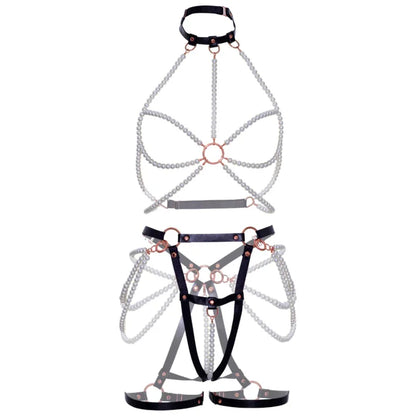 Leg Avenue Soutien Gorge Harnais & Jarretière Perle L