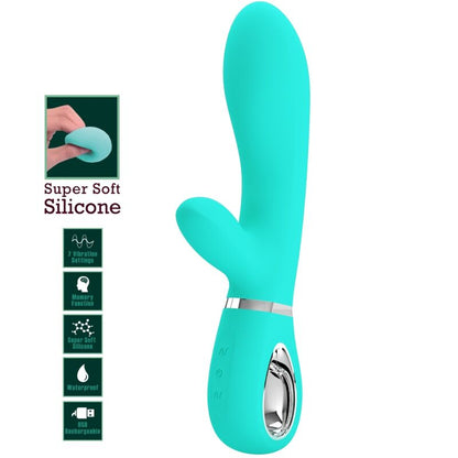 PRETTY LOVE - VIBRATEUR MULTIFONCTION G-SPOT THOMAS VERT AQUA
