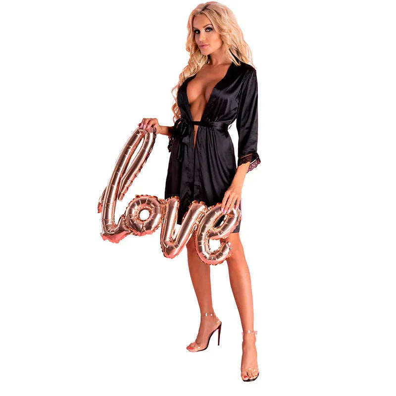 Livco Corsetti Fashion Ariladyen Lc 90568 Robe de Chambre + Culotte Noir