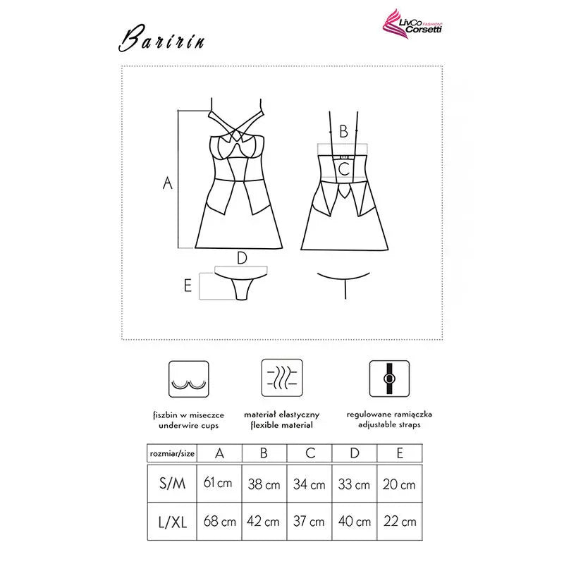 Livco Corsetti Fashion Chemise + Culotte Baririn Lc 90633 Noir
