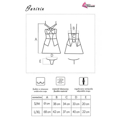 Livco Corsetti Fashion Chemise + Culotte Baririn Lc 90633 Noir