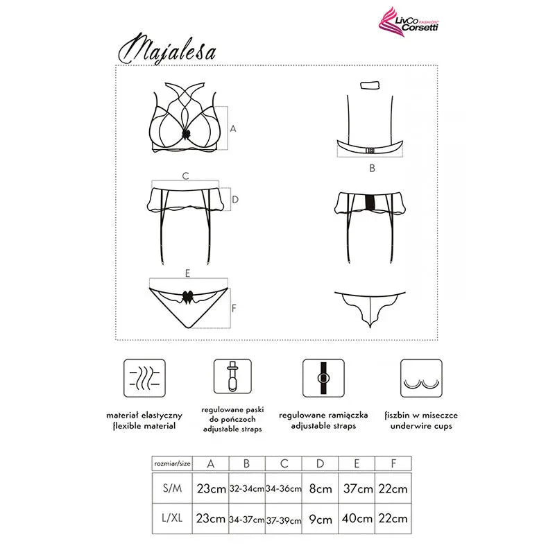 Livco Corsetti Fashion Majalesa Lc 90526 Soutien Gorge + Jarretière + Culotte Noir