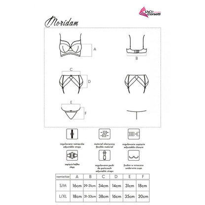 LIVCO CORSETTI FASHION - MORIDAM LC 90552 BRA + GARTER BELT + BLACK PANTY