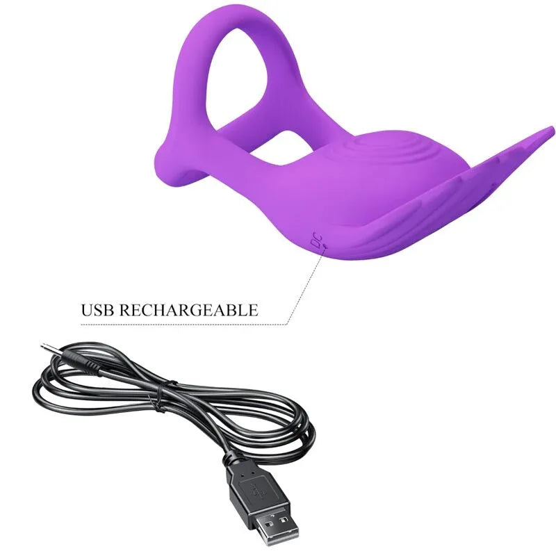 Pretty Love – Silas Anneau Pénis Vibrant 7 Vibrations Silicone Violet