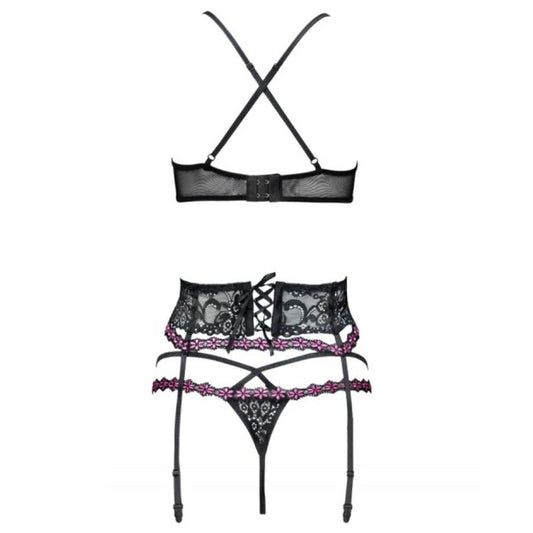LIVCO CORSETTI FASHION - SNEHANA LC 90443 BRA + GARTER BELT + BLACK PANTY