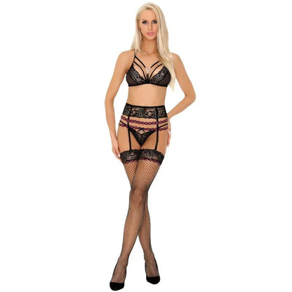 Livco Corsetti Fashion Snehana Lc 90443 Soutien Gorge + Jarretière + Culotte Noir
