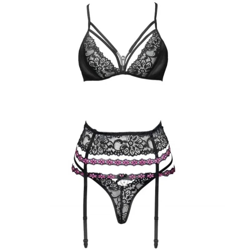 Livco Corsetti Fashion Snehana Lc 90443 Soutien Gorge + Jarretière + Culotte Noir