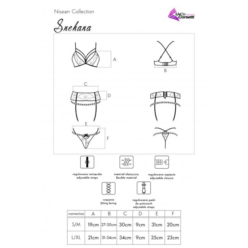 LIVCO CORSETTI FASHION - SNEHANA LC 90443 BRA + GARTER BELT + BLACK PANTY