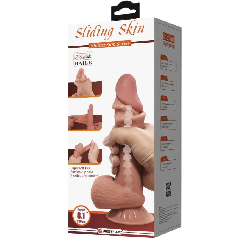 Pretty Love Série Sliding Skin Gode Réaliste avec Ventouse Coulissante Peau Brun 19,4 cm