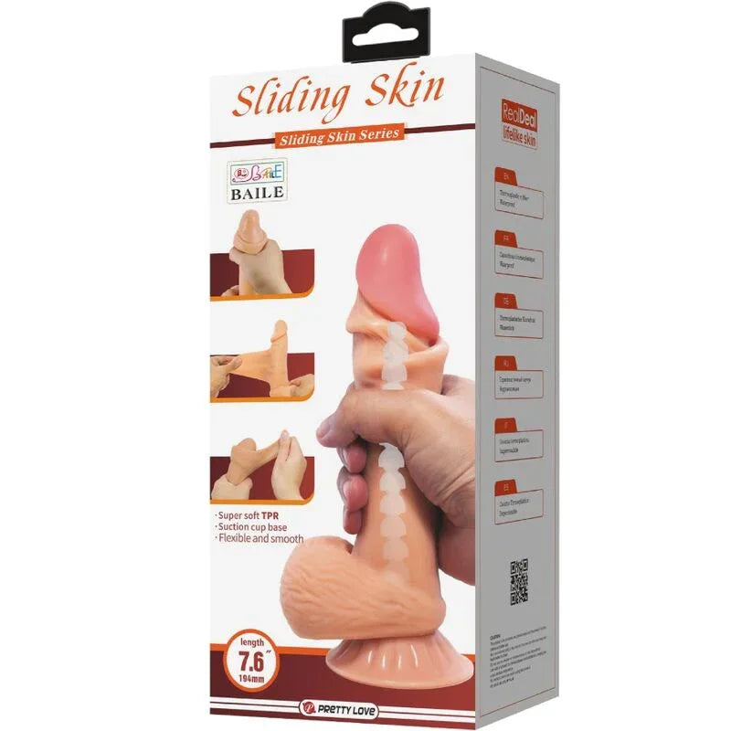 Pretty Love Gode Réaliste Série Sliding Skin avec Ventouse Sliding Skin 19,4 cm