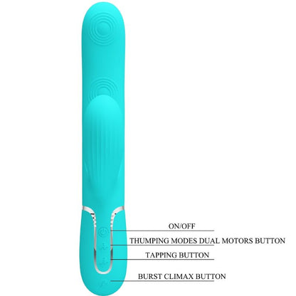 PRETTY LOVE - VIBRADOR MULTIFUNCIONAL 3 EN 1 PERLITA PARA PUNTO G VERDE AGUA