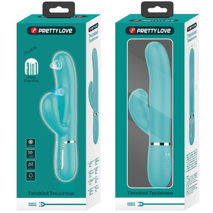 PRETTY LOVE - VIBRADOR MULTIFUNCIONAL 3 EN 1 PERLITA PARA PUNTO G VERDE AGUA