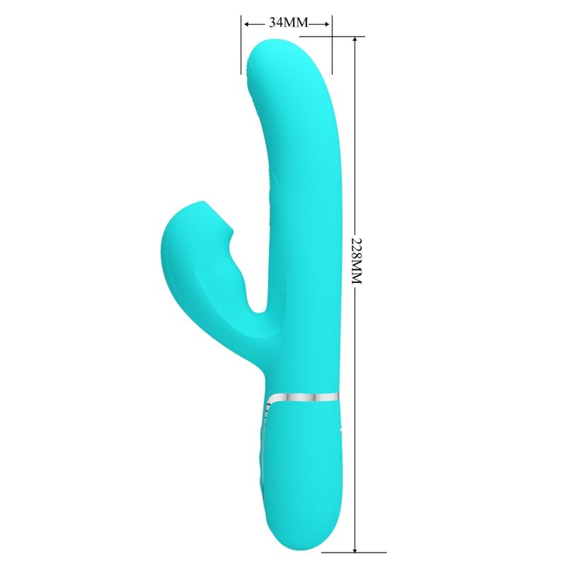 PRETTY LOVE - VIBRADOR MULTIFUNCIONAL 3 EN 1 PERLITA PARA PUNTO G VERDE AGUA