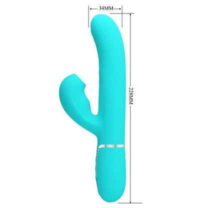 PRETTY LOVE - VIBRADOR MULTIFUNCIONAL 3 EN 1 PERLITA PARA PUNTO G VERDE AGUA