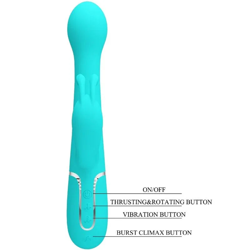 Pretty Love Vibrateur Dejon Rabbit 3 en 1 Multifonction Vert Aqua