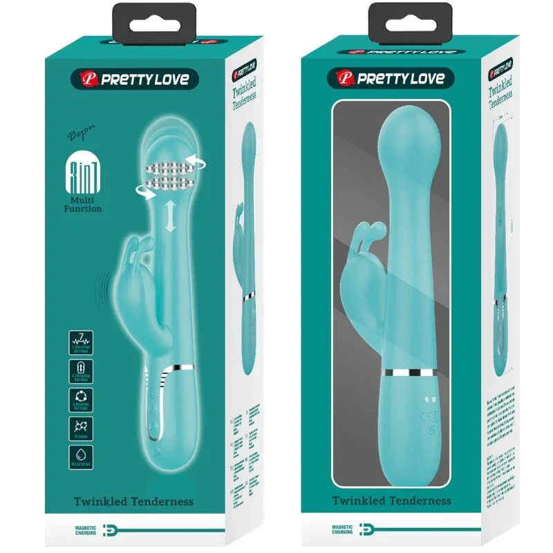 Pretty Love Vibrateur Dejon Rabbit 3 en 1 Multifonction Vert Aqua