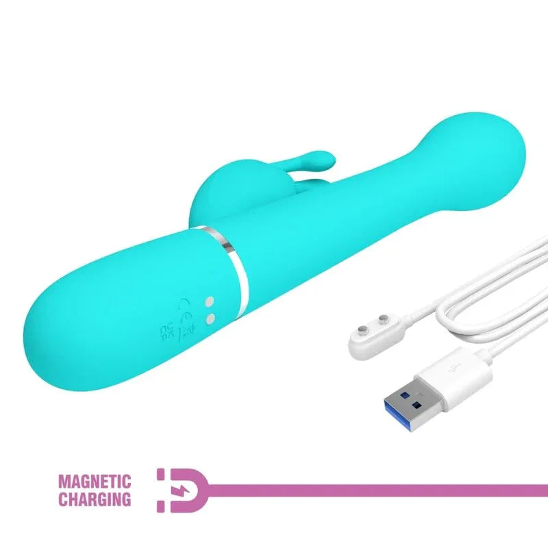 Pretty Love Vibrateur Dejon Rabbit 3 en 1 Multifonction Vert Aqua