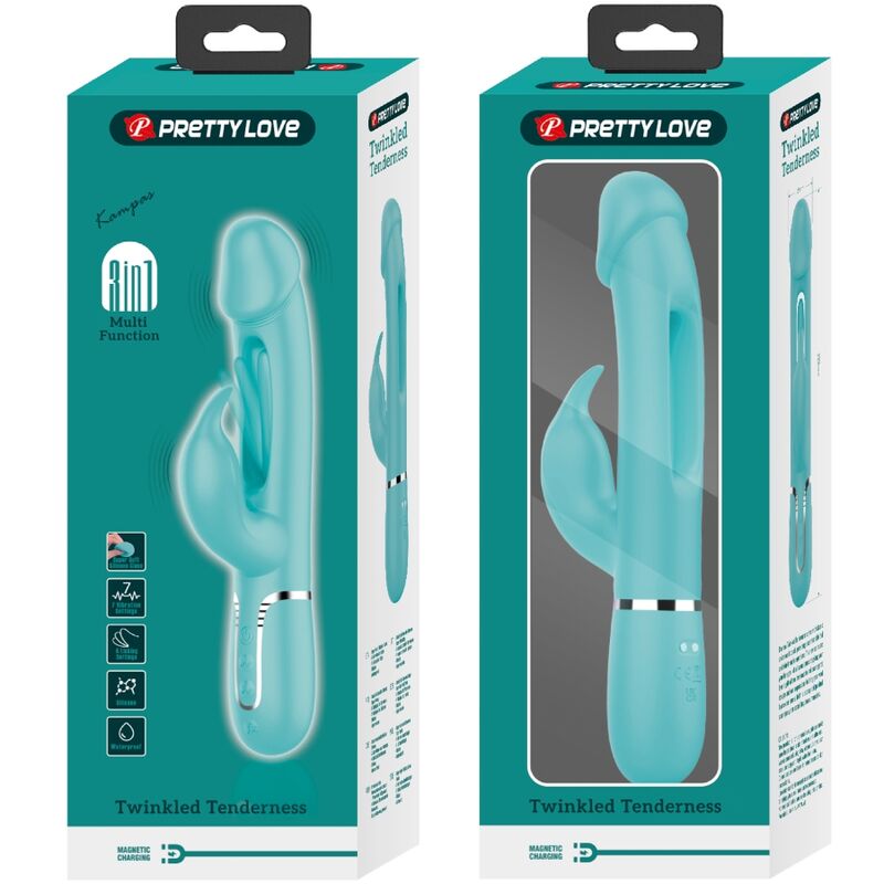 PRETTY LOVE - VIBRATEUR DEJON RABBIT 3 IN 1 MULTIFONCTION VERT AQUA