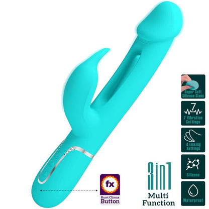 PRETTY LOVE - VIBRATEUR DEJON RABBIT 3 IN 1 MULTIFONCTION VERT AQUA