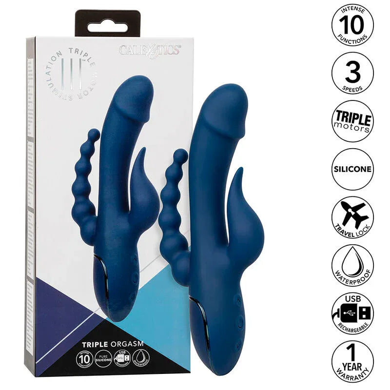 Calexotics – Vibrateur Triple Orgasme Bleu – Explosion de Plaisir & Orgasmes Puissants