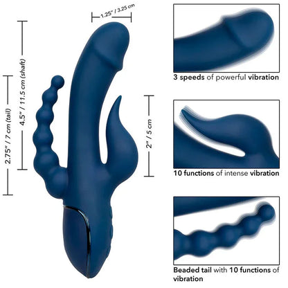 Calexotics – Vibrateur Triple Orgasme Bleu – Explosion de Plaisir & Orgasmes Puissants